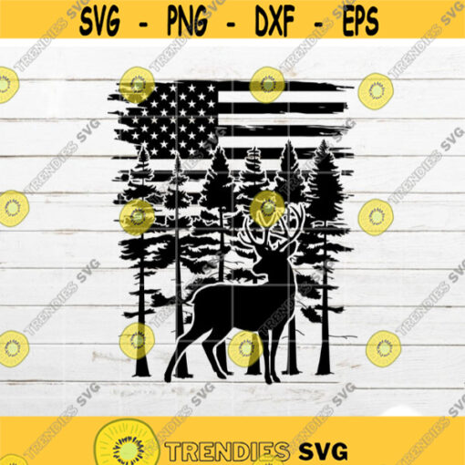 Deer Flag SVG Forest SVG Distressed Flag svg Pine Tree svg Hunting svg Patriotic svg Wildlife svg for Shirt Cricut Silhouette Cut File Design 146.jpg