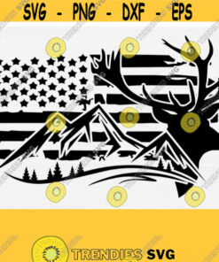 Deer Hunting SVG Deer Mountain Svg Distressed Usa Flag Svg 4th of July Svg Files for Cricut and Silhouette Cut FileCommercial Use Vector Design 434