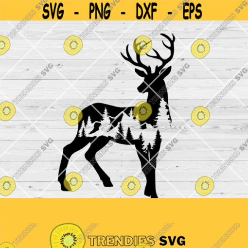 Deer Mountain Svg Mountain Deer Svg Deer Silhouette Svg Deer svg Deer Cut Files Deer Png Deer Vector dxf eps png jpg Cut Files