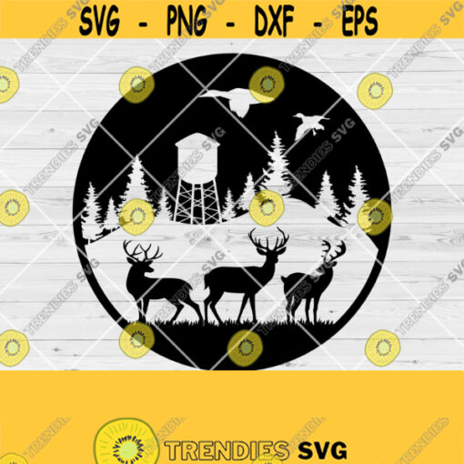 Deer SVG File Duck Svg Mountain SVG Hunting SVG Camping svg Outdoor Hunting Svg Mountain scene svg for Shirt Silhouette Cut File
