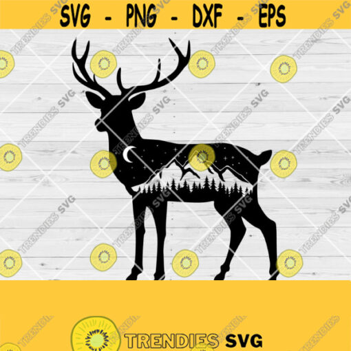 Deer SVG File Mountain SVG Hunting SVG Camping svg Outdoor Hunting Svg Mountain scene svg for Shirt Cricut Silhouette Cut File