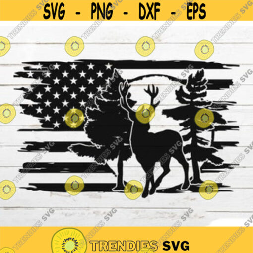 Deer SVG Flag SVG Hunting SVG American Flag svg for Shirt Distressed flag svg Hunting weekend svg Cricut Silhouette Cut File Design 6.jpg