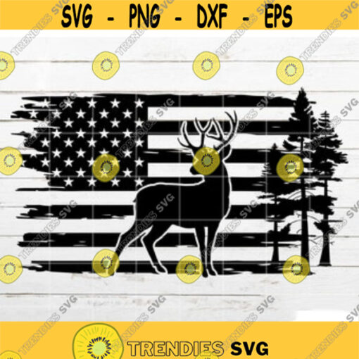 Deer SVG Flag SVG Tree SVG Hunting svg American Distressed Flag svg for Hunting weekend Shirt Wildlife svg Cricut Silhouette Cut File Design 90.jpg