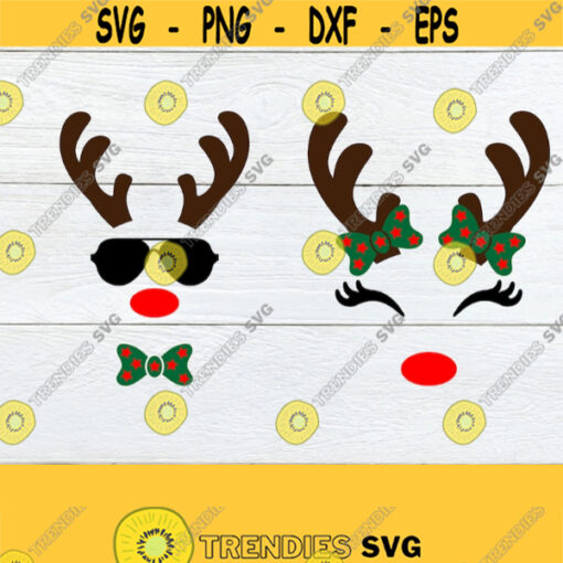 Deer face. Boy deer face svg. Girl deer face svg. Christmas svg. Deer Face cut file. Deer face silhouette. Brother sister Christmas. Winter Design 1490