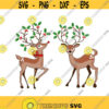 Deer holly Christmas Cuttable Design SVG PNG DXF eps Designs Cameo File Silhouette Design 1134