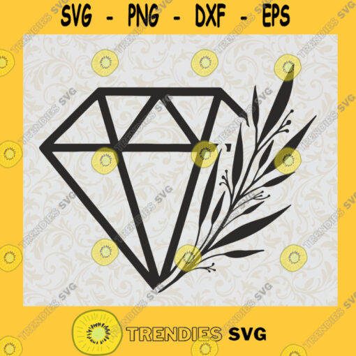 Diamond Icon and Leaf Art Tattoo SVG Birthday Gift Idea for Perfect Gift Gift for Friends Gift for Everyone Digital Files Cut Files For Cricut Instant Download Vector Download Print Files