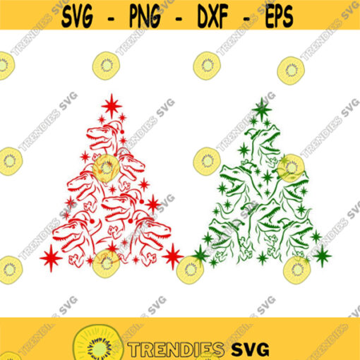 Dino Dinosaur Christmas Tree Cuttable Design SVG PNG DXF eps Designs Cameo File Silhouette Design 180