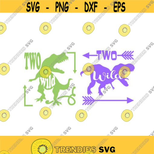 Dinosaur Dino Birthday two wild 2 Cuttable Design SVG PNG DXF eps Designs Cameo File Silhouette Design 1611