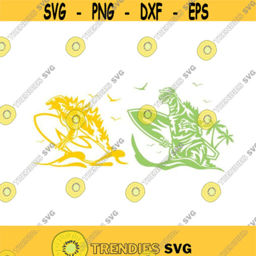 Dinosaur Dino Surfing Surf Cuttable Design SVG PNG DXF eps Designs Cameo File Silhouette Design 512
