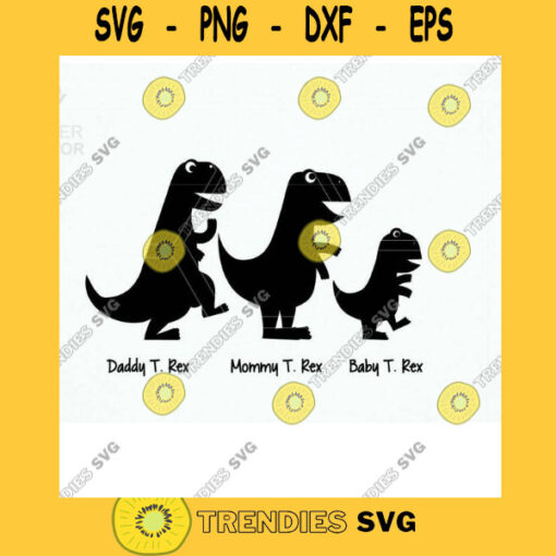 Dinosaur Family Svg. T rex Family Tshirt Design. T Rex Window Car Decal Design Svg. T. Rex Vinyl Cut Ready File Eps Dxf Download File