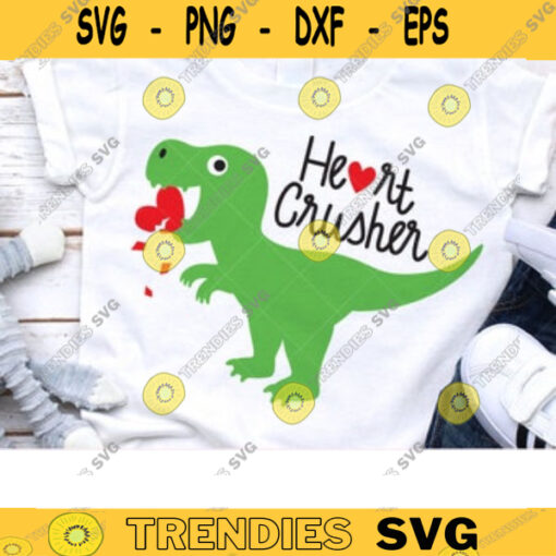 Dinosaur Love Heart SVG DXF Heart Crusher Dinosaur Funny Baby Kid Dinosaur Valentines Day svg dxf Cut Files for Cricut Silhouette copy