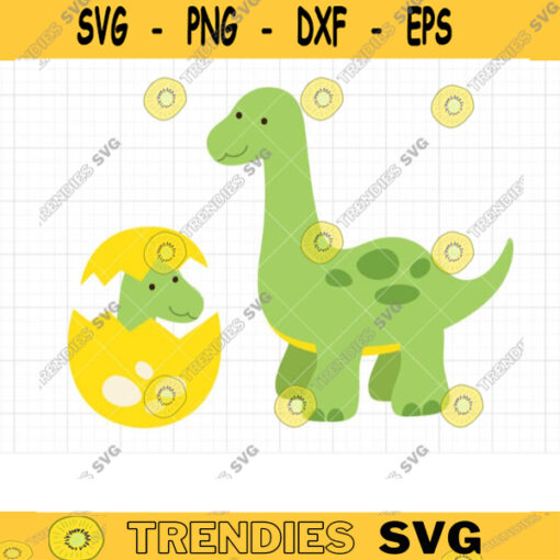 Dinosaur SVG Baby Brontosaurus Dinosaur Egg SVG DXF Cut Files for Cricut or Silhouette Clipart Clip Art copy