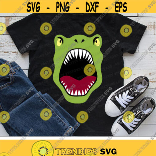 Dinosaur Svg T Rex Face Svg Birthday Cut Files Funny Halloween Svg Dxf Eps Png Kids Baby Clipart Boys Shirt Design Silhouette Cricut Design 2126 .jpg