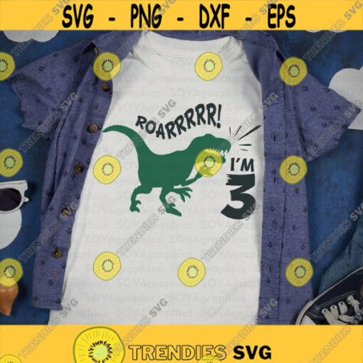 Dinosaur svg Birthday svg Boys Birthday svg T rex svg Tyrannosaurus svg dxf eps Boy svg Shirt Clipart Cut File Cricut Silhouette Design 275.jpg