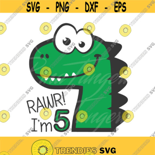 Dinosaur svg Im 5 svg rawr svg dinosaur birthday svg baby svg png dxf Cutting files Cricut Cute svg designs print for t shirt Design 488