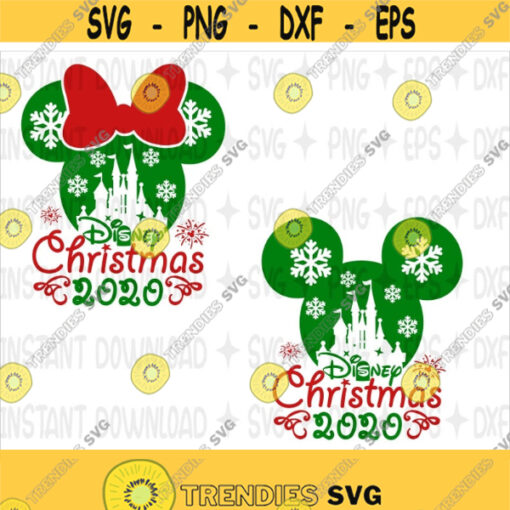 Disney Christmas 2020 SVG Mickey Minnie Mouse Svg Disneyland Castle Silhouette Winter with Snowflakes Cut files for Cricut Dxf Png Design 49