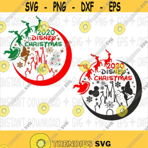 Disney Christmas 2020 SVG Mickey Mouse Christmas Svg Disneyland Castle Silhouette Winter with Snowflakes Cut files for Cricut Dxf Png Design 238