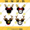 Disney Christmas Deer SVG Mickey Minnie Deer Christmas Silhouette Winter with Snowflakes Cut files for Cricut Dxf Png Eps Design 407
