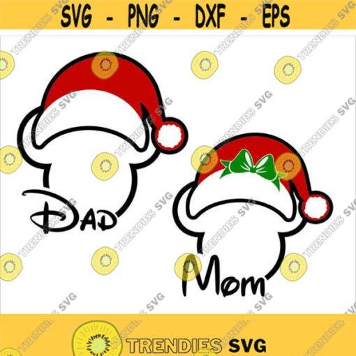 Disney Christmas Mom SVG Mickey Minnie Line Christmas Silhouette Winter with Snowflakes Cut files for Cricut Dxf Png Eps Design 298