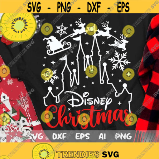 Disney Christmas Svg Christmas Castle Svg Disney Xmas Trip Svg Santa Reindeers Svg Cut files Svg Dxf Png Eps Design 331 .jpg