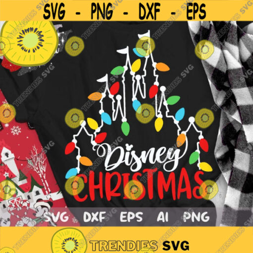 Disney Christmas Svg Disney Xmas Lights Castle Svg Christmas Trip Cut files Svg Dxf Png Eps Design 269 .jpg