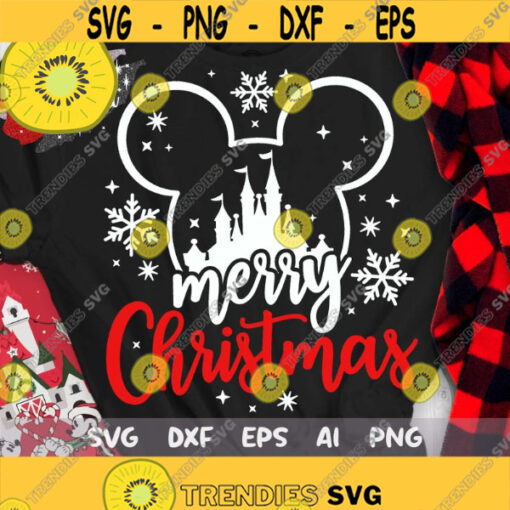 Disney Christmas Svg Merry Christmas Castle Svg Disney Xmas Trip Svg Mickey Head Svg Cut files Svg Dxf Png Eps Design 3 .jpg