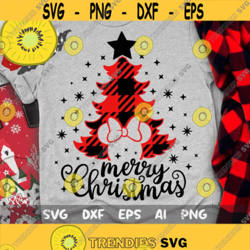 Disney Christmas Svg Plaid Minnie Tree Svg Minnie Head Tree Svg Minnie Christmas Tree Svg Cut files Svg Dxf Png Eps Design 425 .jpg