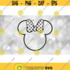 Disney Clipart Black Traditional Minnie Mouse Ears Silhouette Outline w Bow on Clear Show Through Background Digital Download SVG PNG Design 598