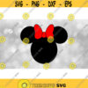 Disney Clipart Large Black Traditional Minnie Mouse Ears Silhouette w Red Bow Inspired by Disneyland or World Digital Download SVGPNG Design 1036