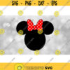 Disney Clipart Large Black Traditional Minnie Mouse Ears Silhouette w Red Polka Dot Bow Inspired by Disneyland Digital Download SVGPNG Design 1034