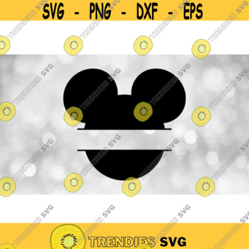 Disney Clipart Split Black Modern Mickey Mouse Head and Ears Silhouette Name Frame Disneyland Fanatics Decor Digital Download SVG PNG Design 987