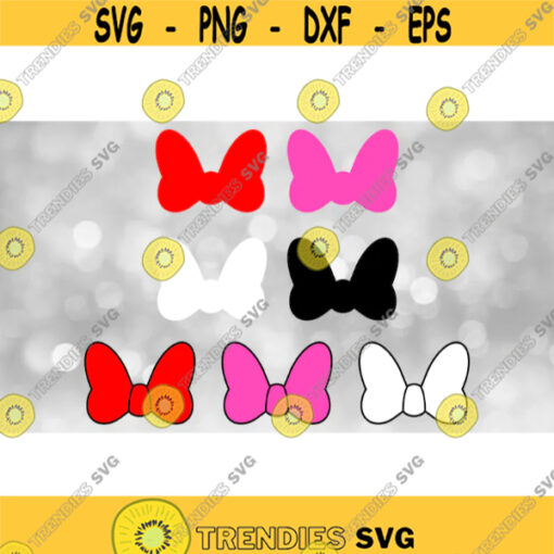 Disney Clipart Value Pack Bundle 7 Styles of Minnie Mouse Bows in Black White Red and Pink Combinations Digital Download SVG PNG Design 688