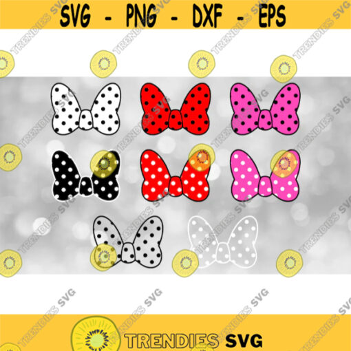 Disney Clipart Value Pack Bundle 8 Styles of Minnie Mouse Bows w Dots in Black White Red Pink Combinations Digital Download SVGPNG Design 933