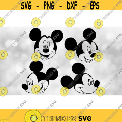Disney Clipart Value Pack Bundle Black Traditional Mickey Mouse Smiling Faces with Eyes Nose Mouth Ears Digital Download SVG PNG Design 983