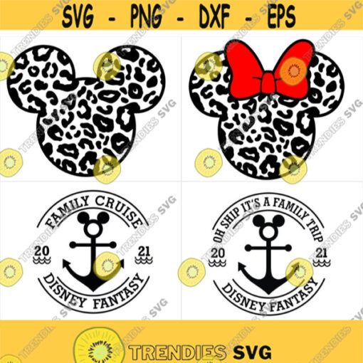 Disney Family Cruise Logo SVG DXF Png Mickey Tiger Design Silhouette Cameo Vinyl Decal Disney Party Stencil Template Heat Transfer Iron Design 284