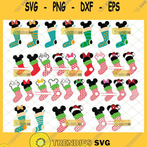 Disney Mickey And Minnie Mouse Christmas Socks Svg Bundle 01 1