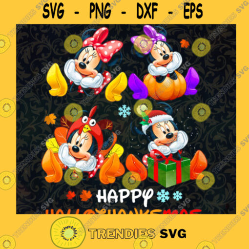 Disney Minnie Mouse happy Hallothanksmas SVG PNG EPS DXF Silhouette Cut Files For Cricut Instant Download Vector Download Print File