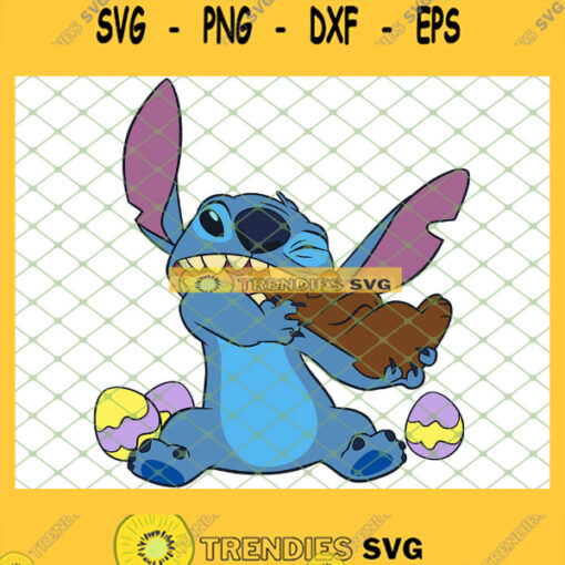 Disney Stitch Eats Chocolate Bunny Easter Day SVG PNG DXF EPS 1