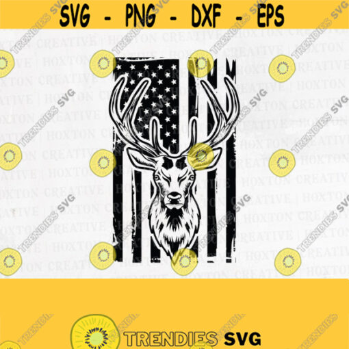 Disstressed US Flag Head Deer Svg US Deer Hunting Svg Deer Svg US Hunting Svg Deer Clipart Cutting FilesDesign 648