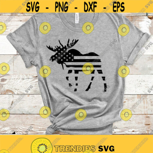 Distressed American Flag SVG Moose Silhouette Svg Hunting Svg Dad Svg For Shirts Distressed Tshirt Svg Distressed USA Flag Svg Png Dxf Design 120