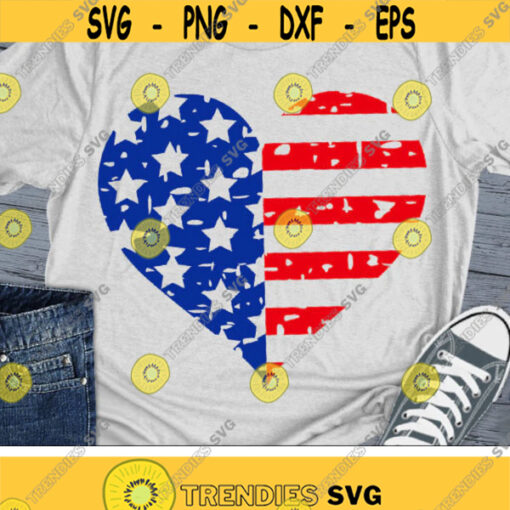 Distressed American Heart Svg 4th of July Svg Grunge Patriotic Heart Svg Love USA Svg Dxf Eps Memorial Day Cricut Silhouette Cut file Design 2389 .jpg