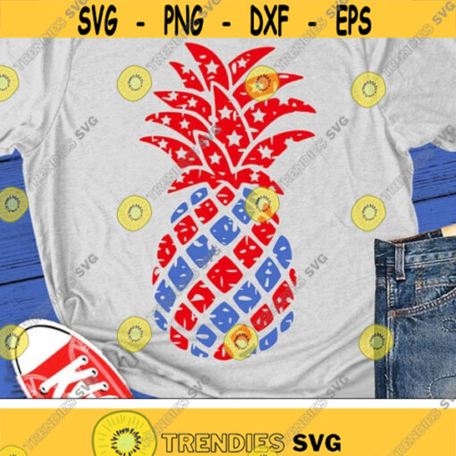 Distressed American Pineapple Svg 4th of July Svg Grunge Patriotic Pineapple Svg Dxf Eps Png Memorial Day Cricut Silhouette Cut file Design 1687 .jpg