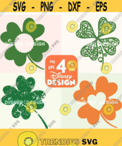 Distressed Four Leaf Clover SVG PNG Instant Download Cricut and Silhouette St. Patricks Day Design 386