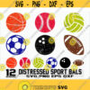 Distressed Sports SVG Grunge Baseball Football Basketball Bowling Volleyball Soccer Cut Files Cricut Silhouette vinyl decal Design 955