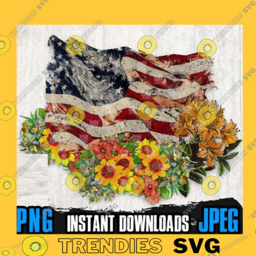 Distressed USA Flag Florals PNG Files for Sublimation US Patriotic Png 4th of July Png Amircan Flag Png America Png Patriotic Png copy