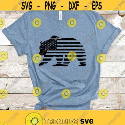 Distressed USA Flag SVG Bear Silhouette Svg Hunting Svg Dad Svg For Shirts Distressed Tshirt Svg Distressed American Flag Svg Png Dxf Design 204