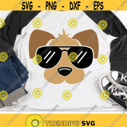 Dog Face Svg Cute Puppy Svg Puppy with Sunglasses Cut Files Boys Svg Dxf Eps Png Animal Clipart Kids Shirt Design Silhouette Cricut Design 3116 .jpg