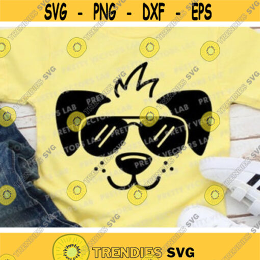 Dog Face Svg Cute Puppy Svg Puppy with Sunglasses Cut Files Boys Svg Dxf Eps Png Animal Clipart Kids Shirt Design Silhouette Cricut Design 814 .jpg