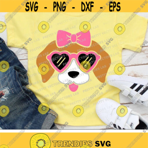 Dog Face Svg Cute Puppy with Bow Svg Girl Svg Dxf Eps Png Birthday Svg Pet Lover Clipart Dog Cut Files Kids Svg Silhouette Cricut Design 1074 .jpg