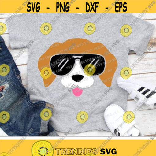 Dog Face Svg Cute Puppy with Sunglasses Svg Boys Svg Dxf Eps Png Pet Lover Clipart Dog Cut Files Kids Shirt Design Silhouette Cricut Design 2156 .jpg